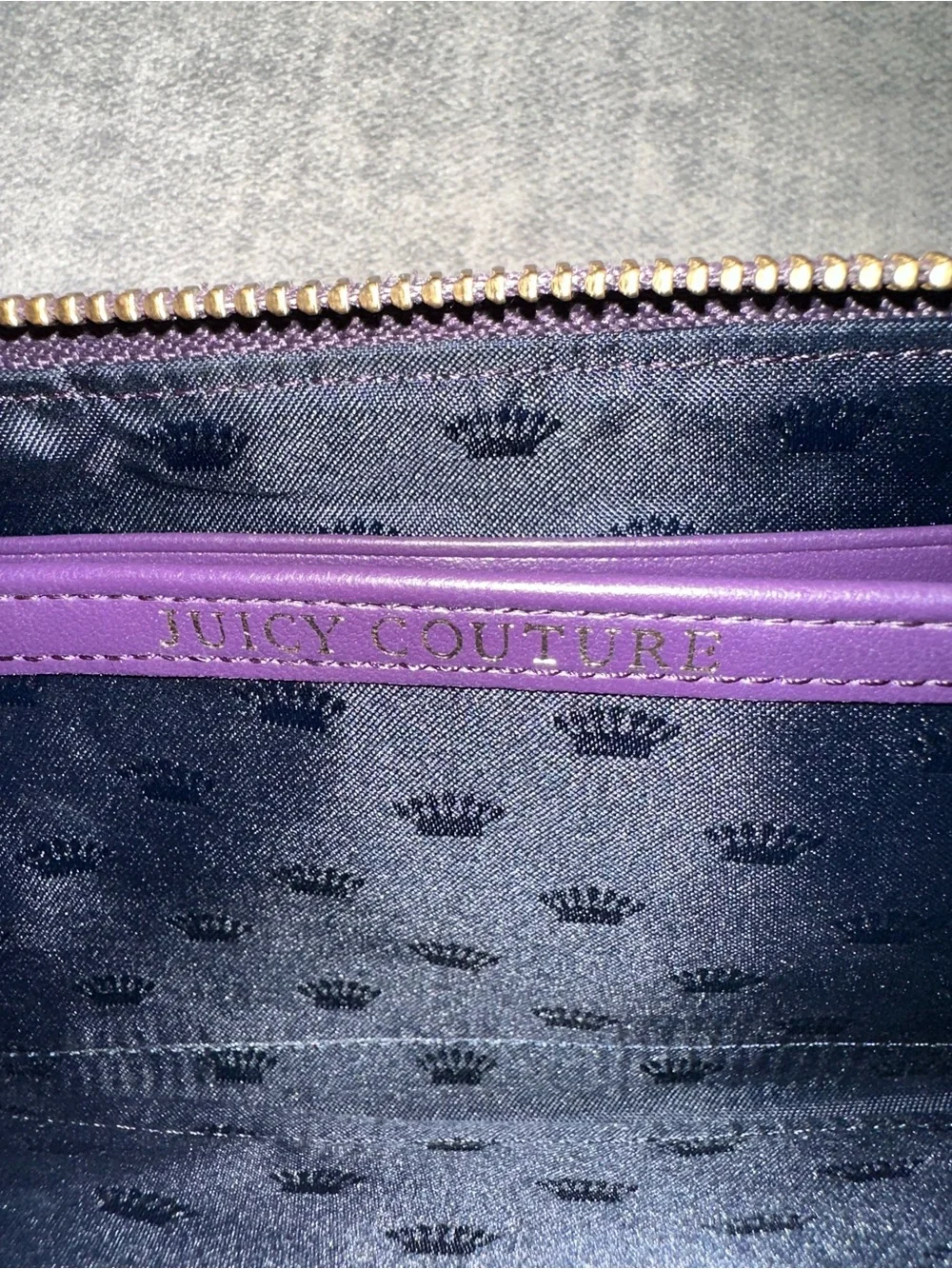 Juicy Couture Quilted Plum Zip-Around Wallet with Gold Hardware